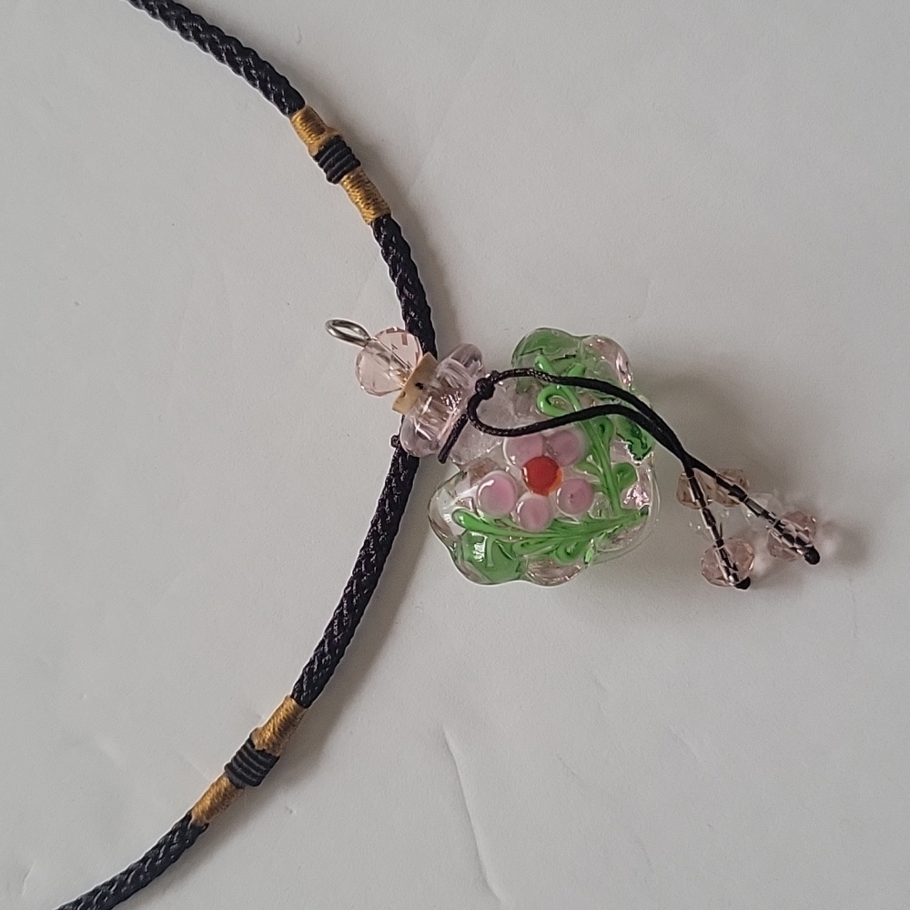 Essential oils adjustable charm glass pendant necklace